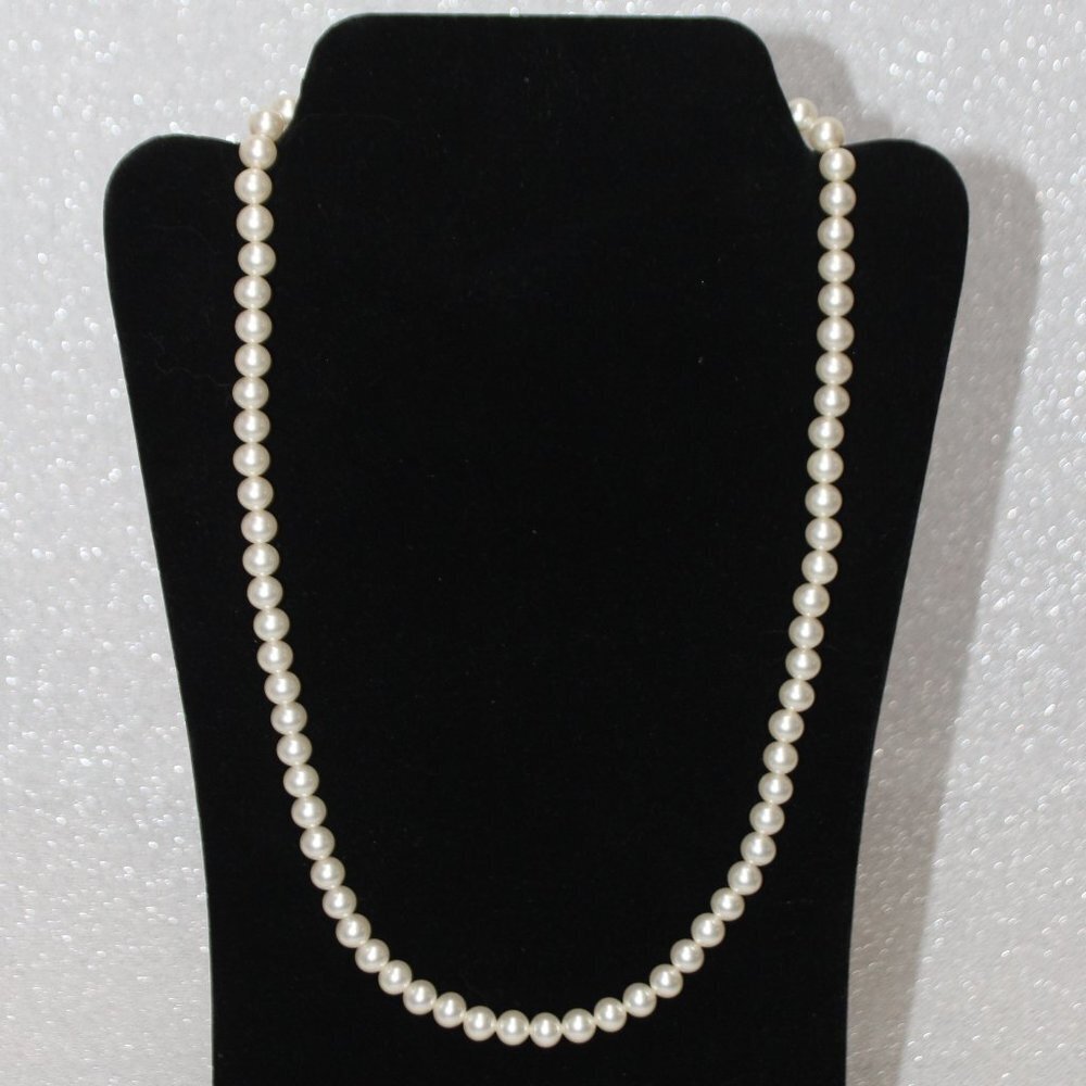 Vintage Signed Marvella Faux Pearl Strand Necklace 24"